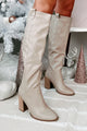 Styled Steps Knee High Faux Leather Boots (Taupe) - NanaMacs