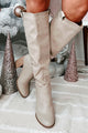 Styled Steps Knee High Faux Leather Boots (Taupe) - NanaMacs