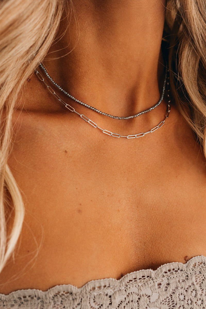 Moonbeam Layered Necklace (Silver) - NanaMacs