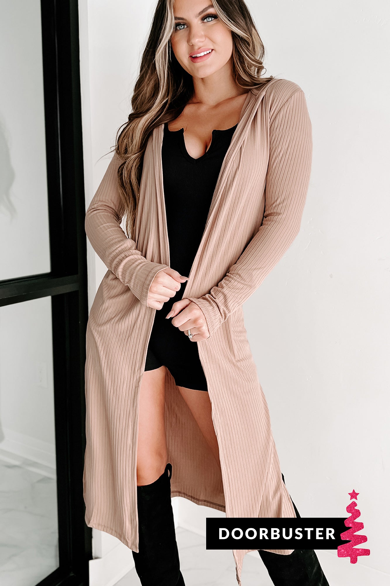 Ribbed hooded cardigan new arrivals