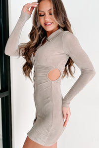 Don't Blow It Cut-Out Bodycon Mini Dress (Taupe) - NanaMacs