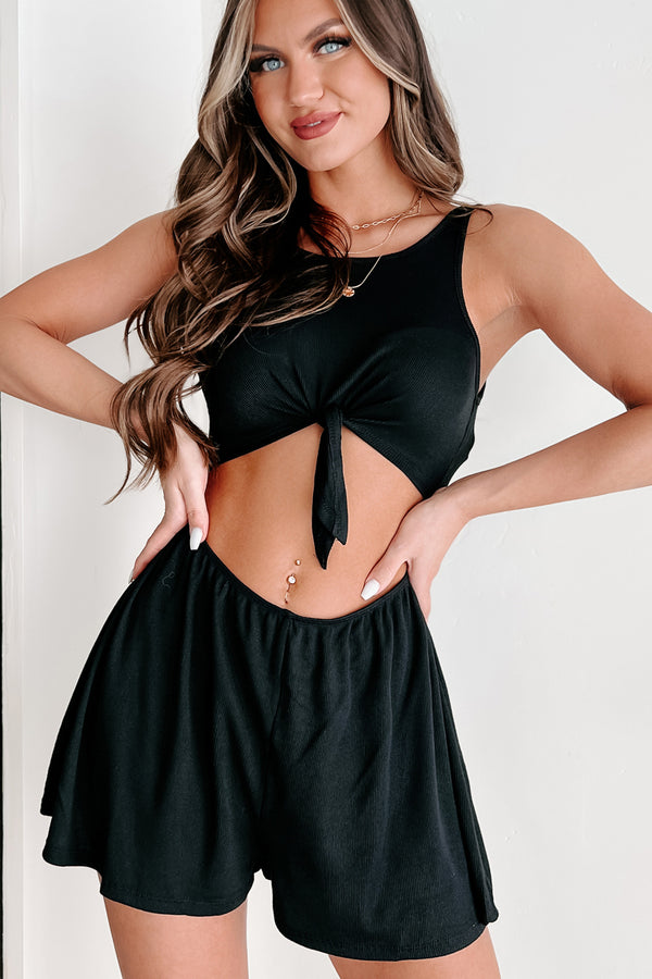 Loving Thoughts Front-Tie Cut-Out Romper (Black) - NanaMacs