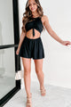 Loving Thoughts Front-Tie Cut-Out Romper (Black) - NanaMacs