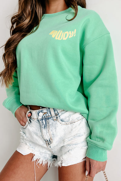 Howdy Cowboy Double-Sided Graphic Crewneck Sweatshirt (Pistachio) - NanaMacs