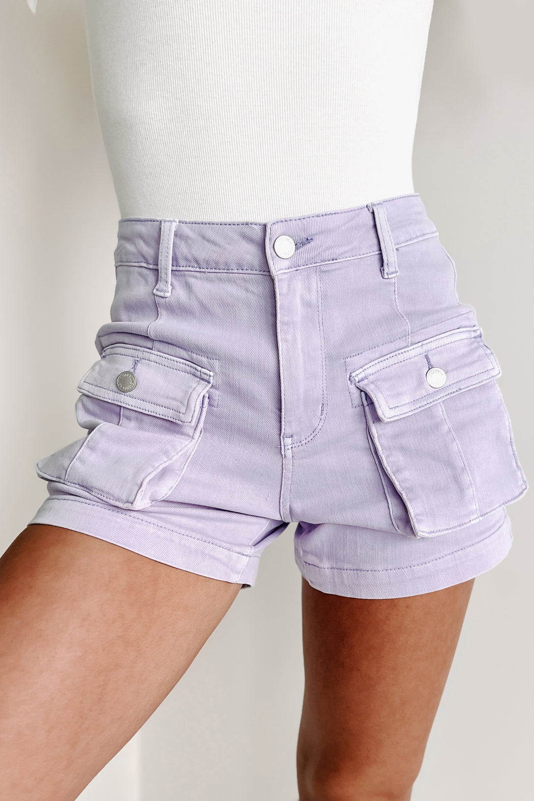 Lavender Cargo Shorts by Judy Blue Small