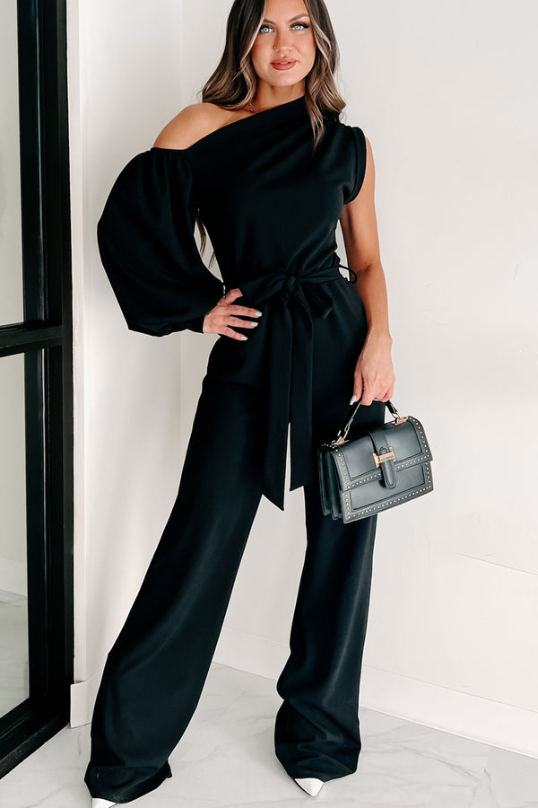 Style Icon Asymmetric Jumpsuit (Black) - NanaMacs