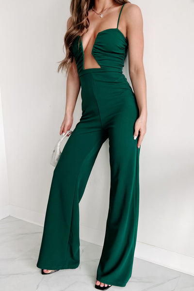 Divide & Contour Wide Leg Jumpsuit (Hunter Green) - NanaMacs