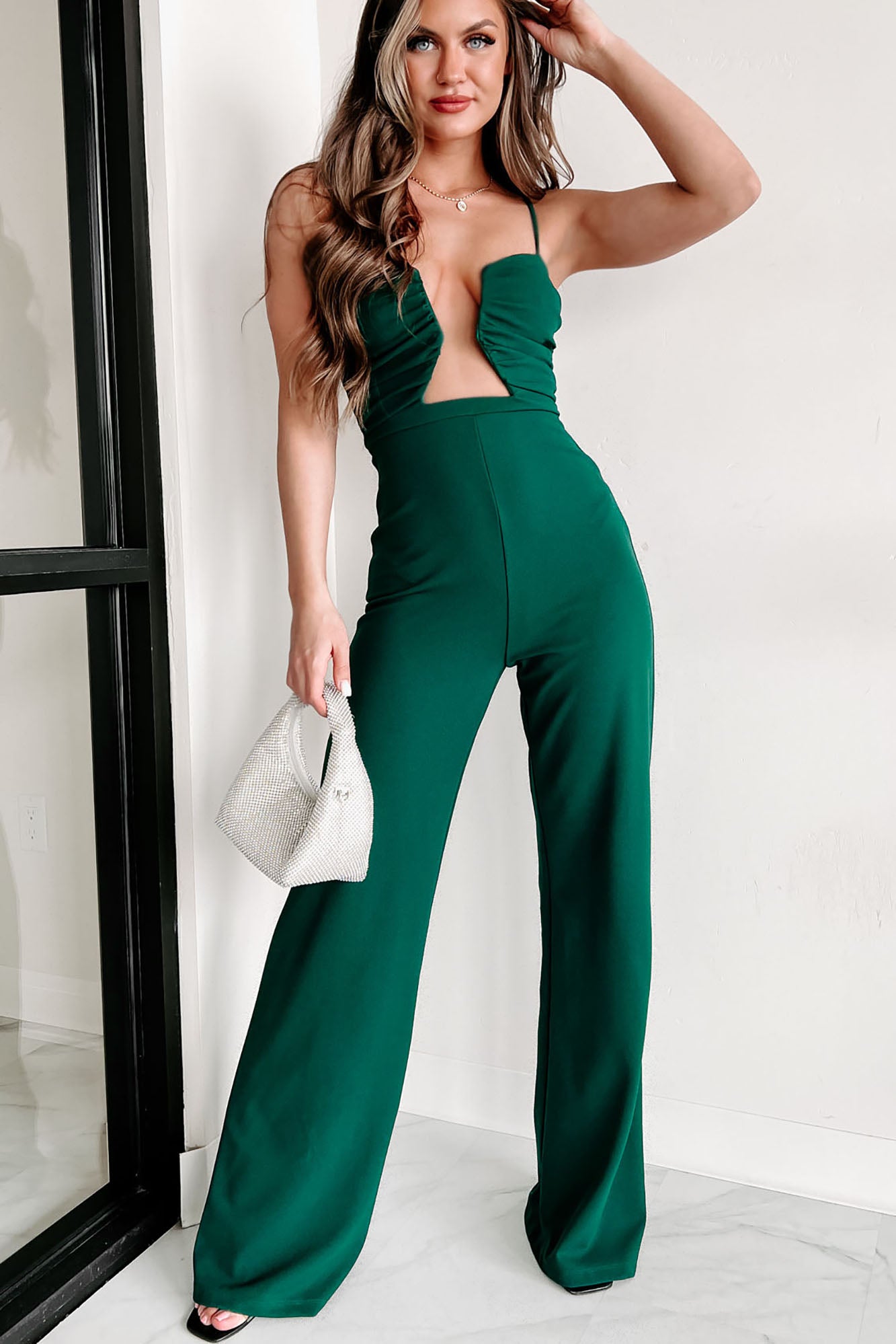 Wide leg store green jumpsuit