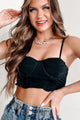 Looking For Trouble Ruched Bustier Crop Top (Black) - NanaMacs