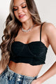 Looking For Trouble Ruched Bustier Crop Top (Black) - NanaMacs