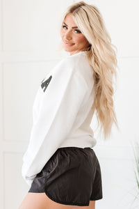 You Go Mama NanaMacs Original Varsity Patch Mama Crewneck Sweatshirt (White) - NanaMacs