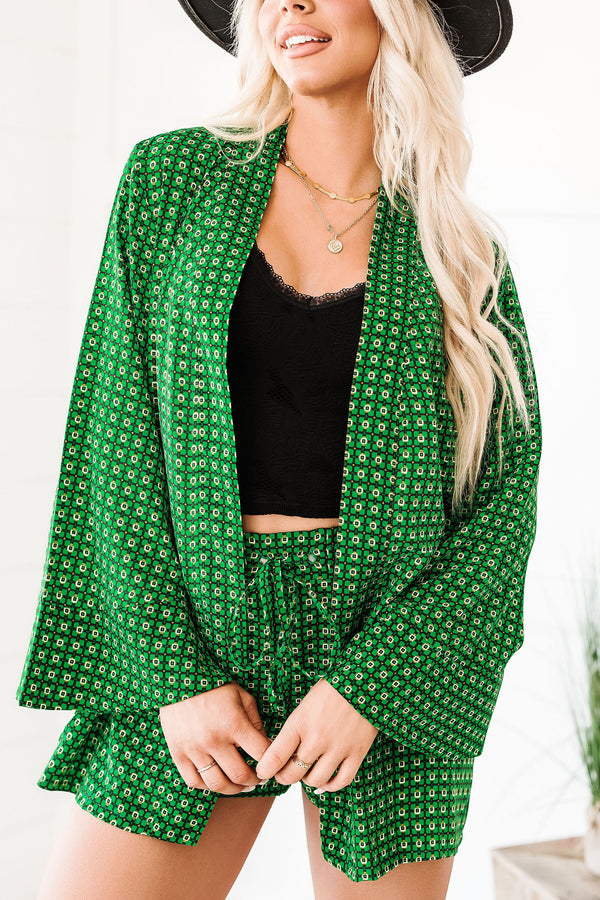 The Chicness Is Real Patterned Two Piece Short Set (Green Multi) - NanaMacs