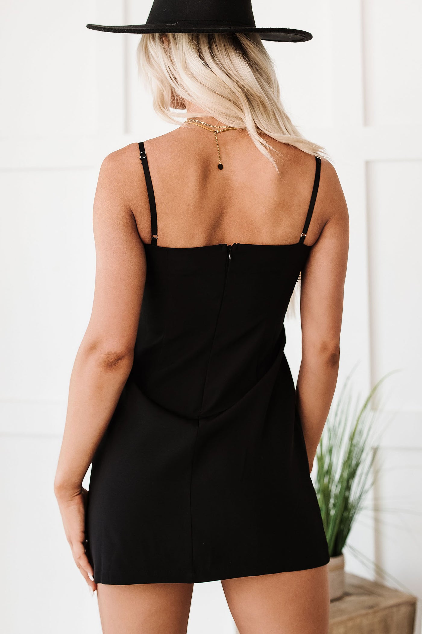 Simple Beauty Rhinestone Strap Mini Dress (Black) · NanaMacs