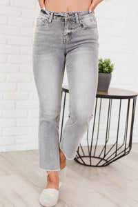 Too Good To Me High Rise Vervet Cropped Flare Jeans (Light Grey) - NanaMacs