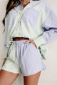 Harriet Striped Colorblock Two-Piece Shorts Set (Lavender/Green) - NanaMacs