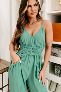 Nothing Personal Surplice Jumpsuit (Sage) - NanaMacs