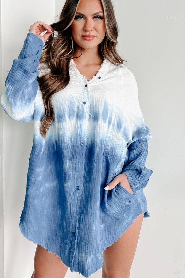 Ocean Eyes Oversized Tie-Dye Top (Blue) - NanaMacs