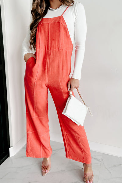 Going On And On Seam Detail Jumpsuit (Burnt Orange) - NanaMacs