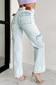 Rowan High Rise Cargo Pocket Dad Jeans (Super Light Blue) - NanaMacs