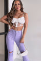 Doorbuster Bold Moves High Rise Distressed Flare Jeans (Lavender)