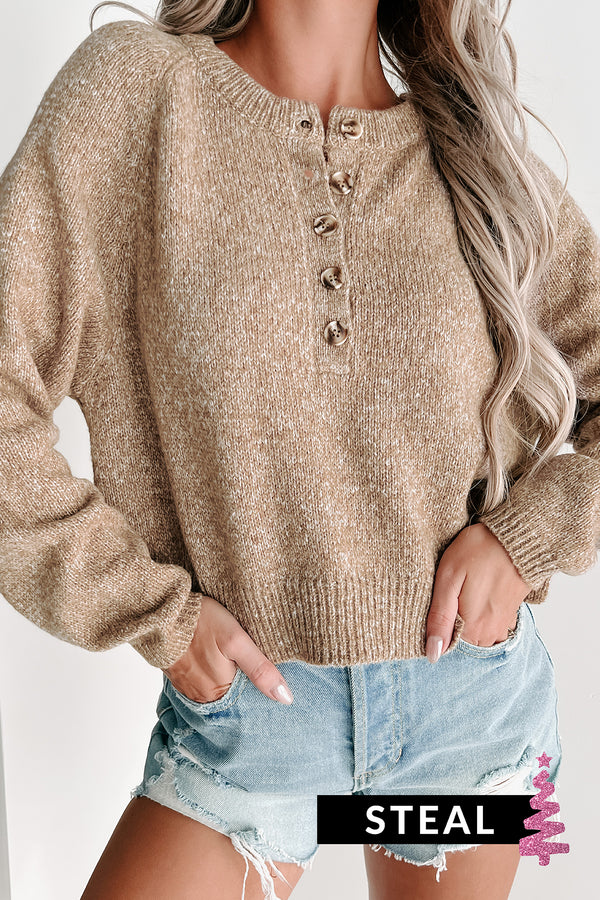 Aspire To Move Button Front Sweater (Mocha) - NanaMacs