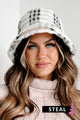 Holiday Steal- Crazy Fur You Plaid Faux Fur Bucket Hat (Cream/Pink) - NanaMacs