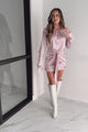 Elegant Essence Tie-Waist Satin Mini Dress (Pink)