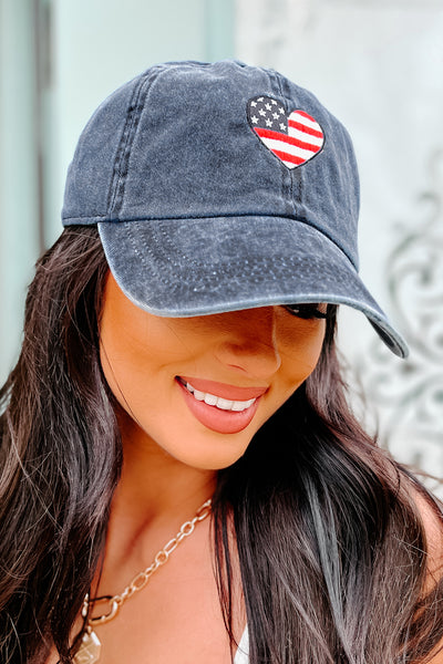 Love Your Country Heart Embroidered Baseball Cap (Navy) - NanaMacs