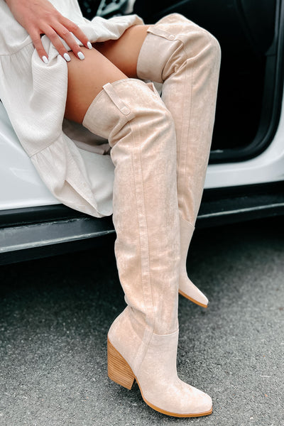 Calahari Faux Suede Over The Knee Billini Boots (Sahara Suede) - NanaMacs