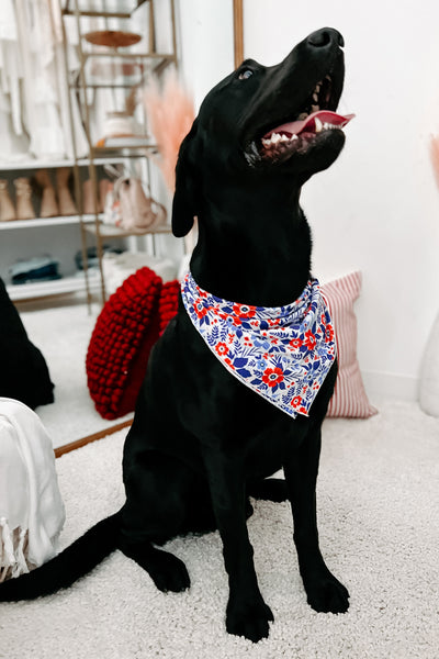 NanaMacs Original Printed Hair Or Dog Bandana (Red Flower) - NanaMacs