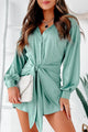 Delighted Feeling Tie-Waist Satin Romper (Seafoam Green) - NanaMacs