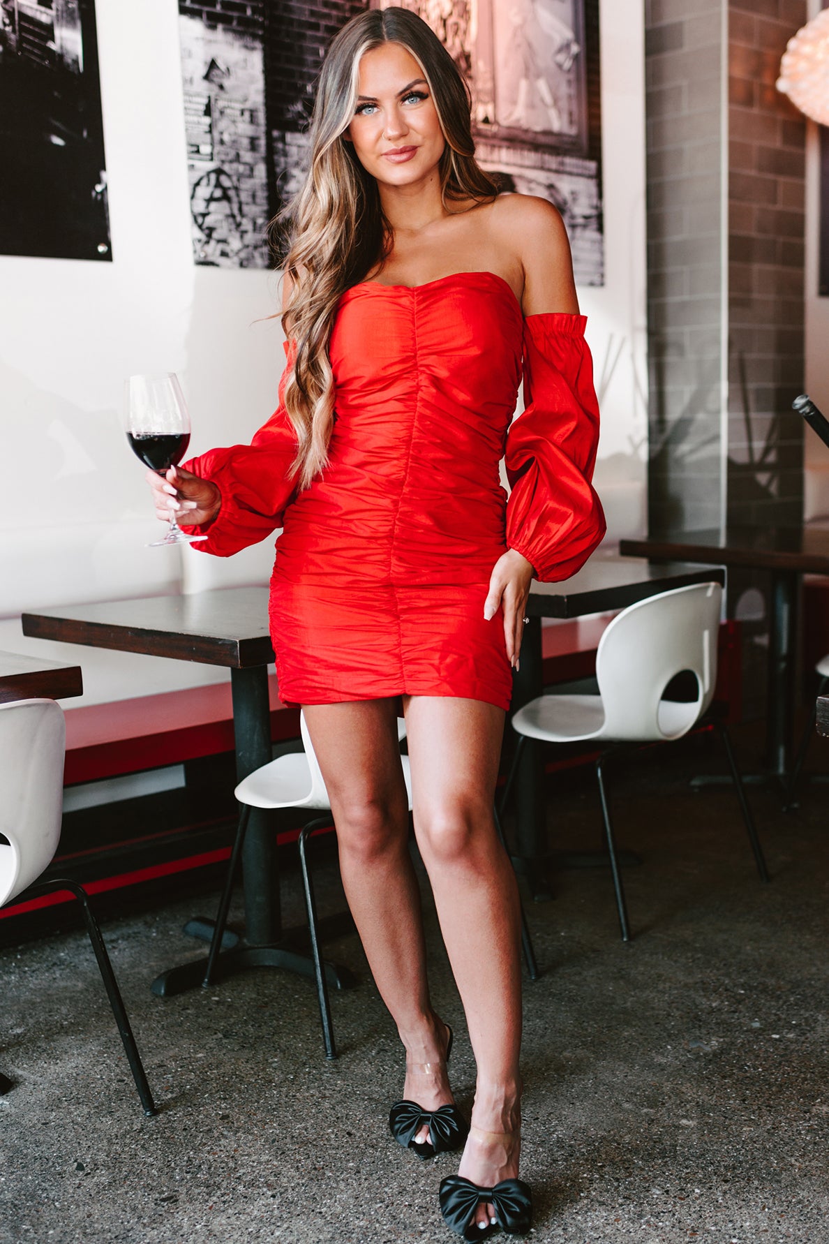 Another Hot Spell Off The Shoulder Mini Dress (Red) - NanaMacs