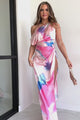 Somewhere Above One Shoulder Maxi Dress (Pink)