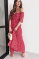 Always Sweet Floral Smocked Maxi Dress (Red)