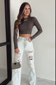 Worth The Effort Ribbed Mock Neck Long Sleeve Crop Top (Maroon)