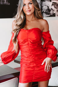 Another Hot Spell Off The Shoulder Mini Dress (Red) - NanaMacs