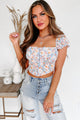 Totally Smitten Hook-Front Floral Crop Top (Chambray Blue) - NanaMacs
