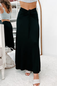 For My Darling Ruched Front Maxi Skirt (Black) - NanaMacs