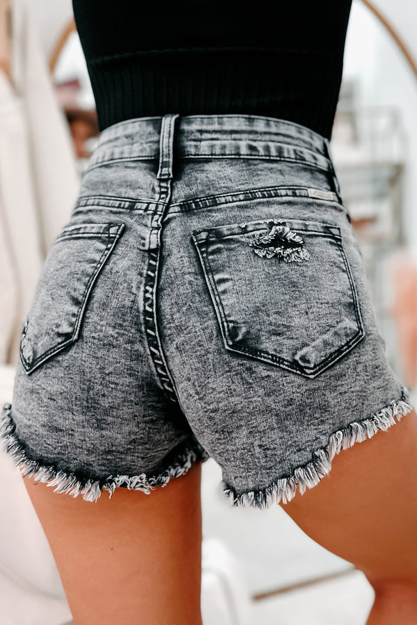 Close To Destiny High Rise Distressed Kancan Shorts (Gray) - NanaMacs