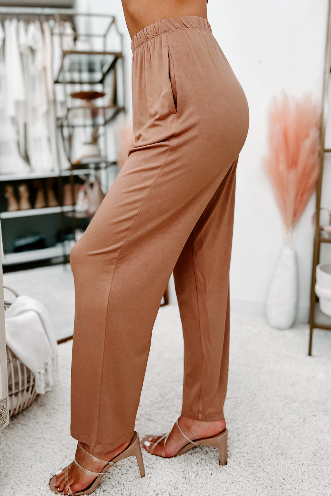 Cool With Me Crop Top & Wide Leg Pant Set (Chocolate) - NanaMacs