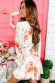 Sweetest Kisses Long Sleeve Floral Mini Dress (Ivory/Red) - NanaMacs