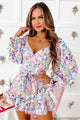 Spring Sweetie Long Sleeve Floral Romper (White Multi) - NanaMacs