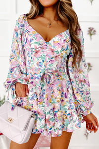 Spring Sweetie Long Sleeve Floral Romper (White Multi) - NanaMacs