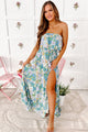 Bonafide Beauty Strapless Floral Maxi Dress (Blue/Lilac) - NanaMacs