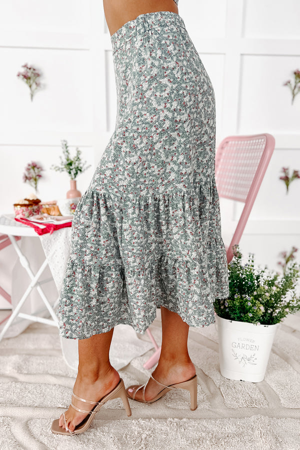 Sweet Blossoms Floral Crop Top & Skirt Set (Sage) - NanaMacs