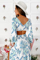 Boundless Affection Printed Long Sleeve Cut-Out Maxi Dress (Blue/White/Yellow) - NanaMacs