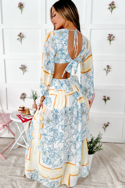 Free Flor-al Long Sleeve Cut-Out Maxi (Yellow Multi) - NanaMacs