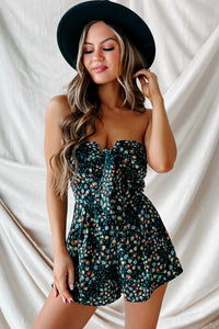 Hot Girl Alert Strapless Floral Romper (Black Multi) - NanaMacs