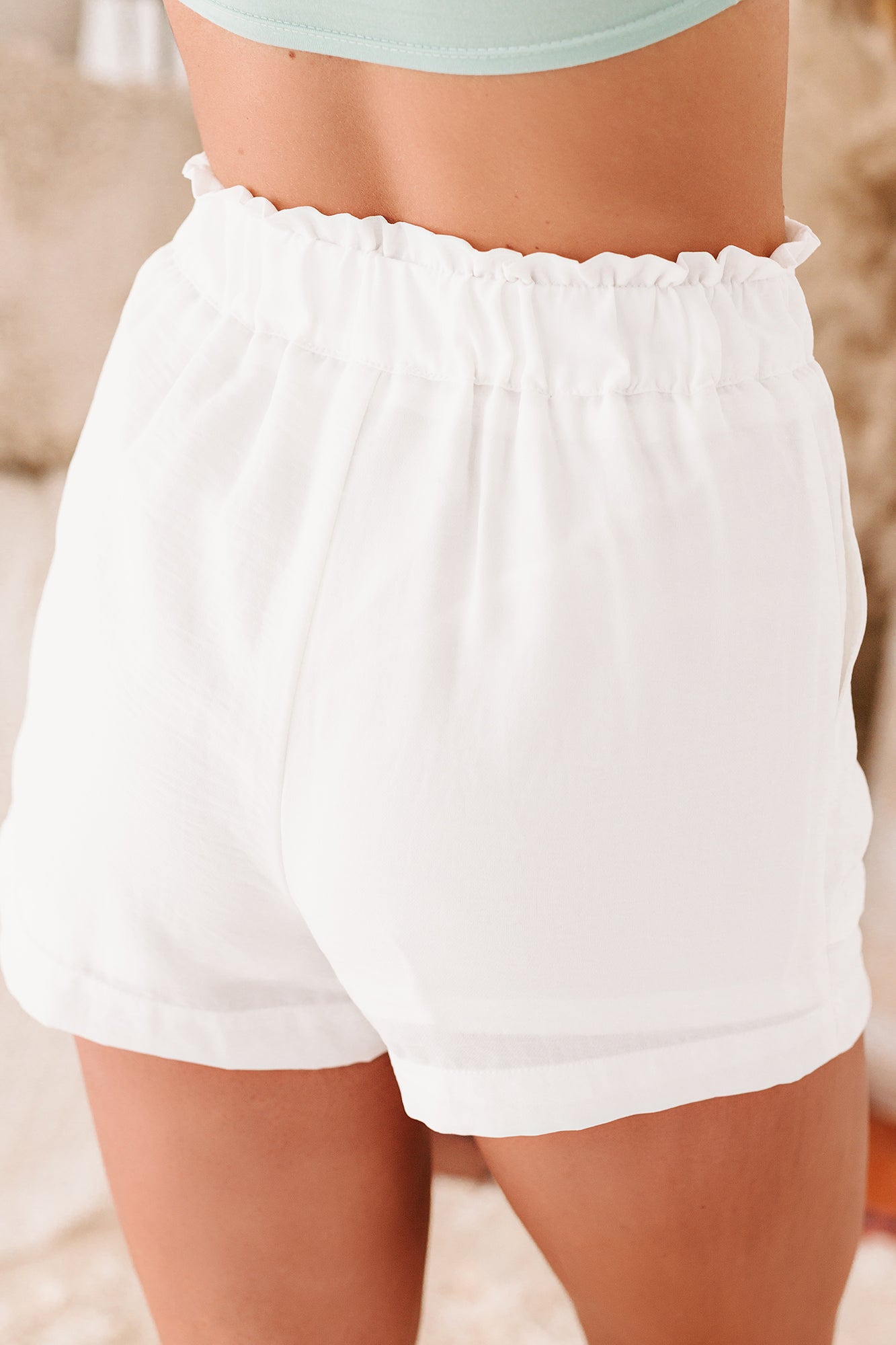 Plain Jane High Waisted Paperbag Shorts (Off White) - NanaMacs