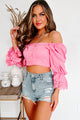 Distracted Thoughts Button-Front Lace Detailed Crop Top (Pink) - NanaMacs